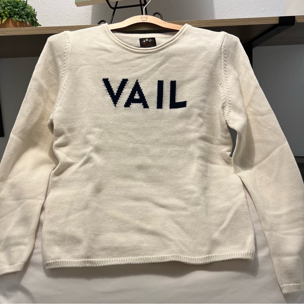 NWT Charlie’s T-Shirts Women’s Sweater “Vail” Cotton ~ Sz XS ~ Cream/Navy